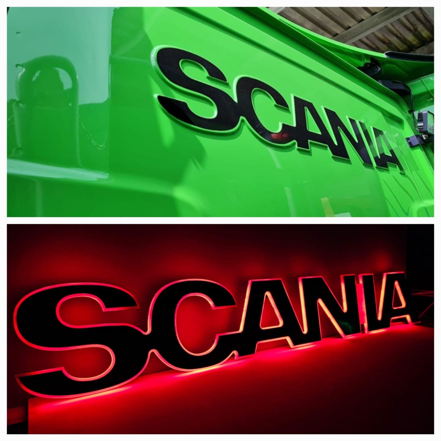 Scania sign rear cab (orange, white, red)
