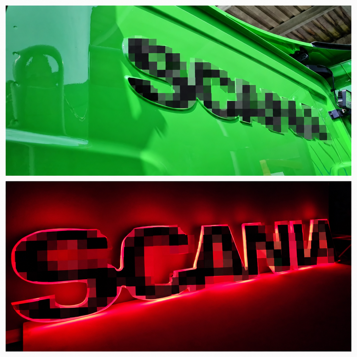 Rückseite / Rückwand-Schild Fahrerhaus passend für Scania (orange, weiß, rot)