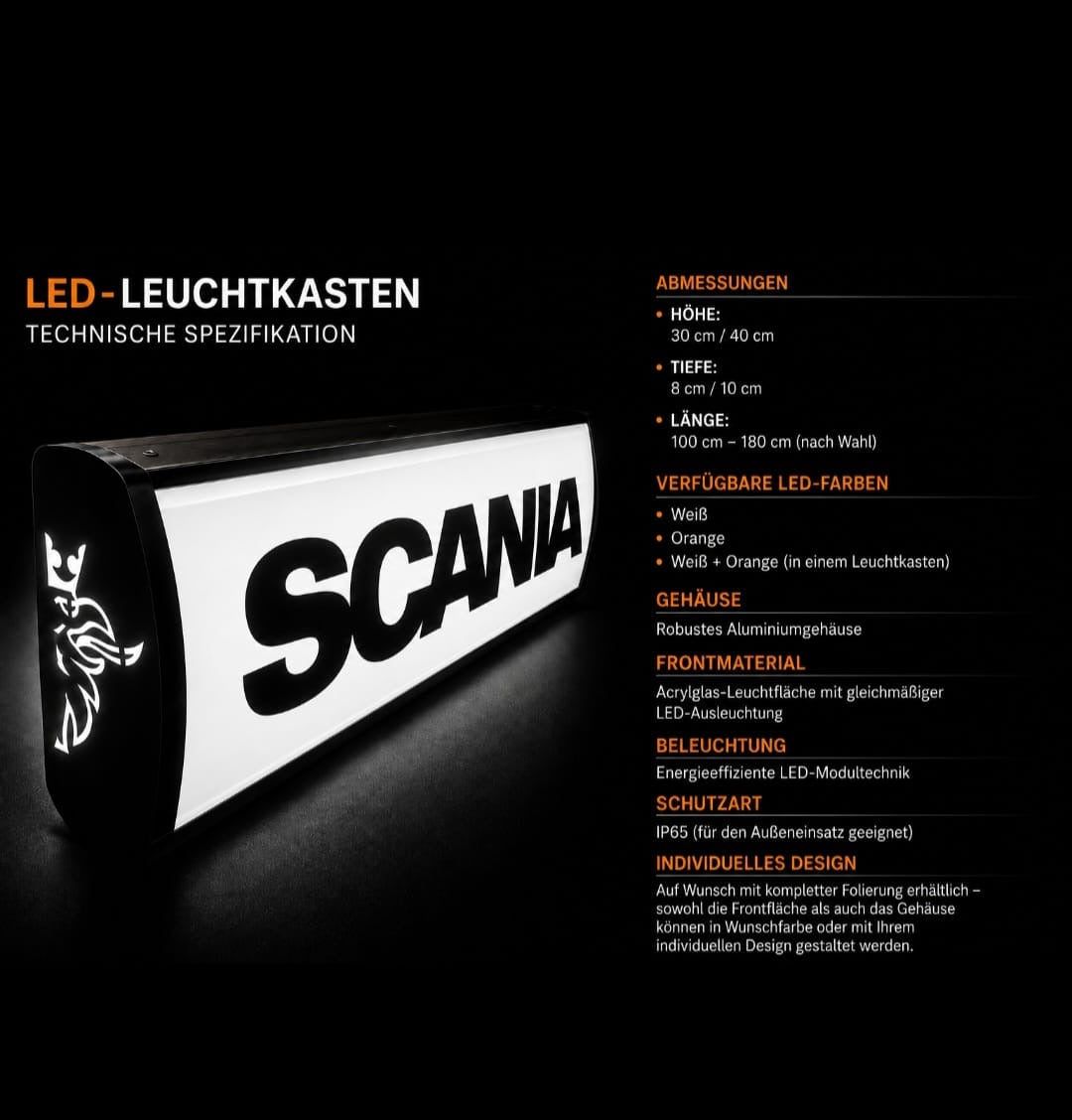 Leuchtkasten für alle Lkws - Slim
