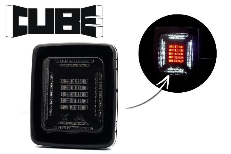 HORPOL LED Rückleuchte CUBE LZD 2876 mit schwarzem Rahmen – 12/24V Rückfahr- & Nebelschlussleuchte
