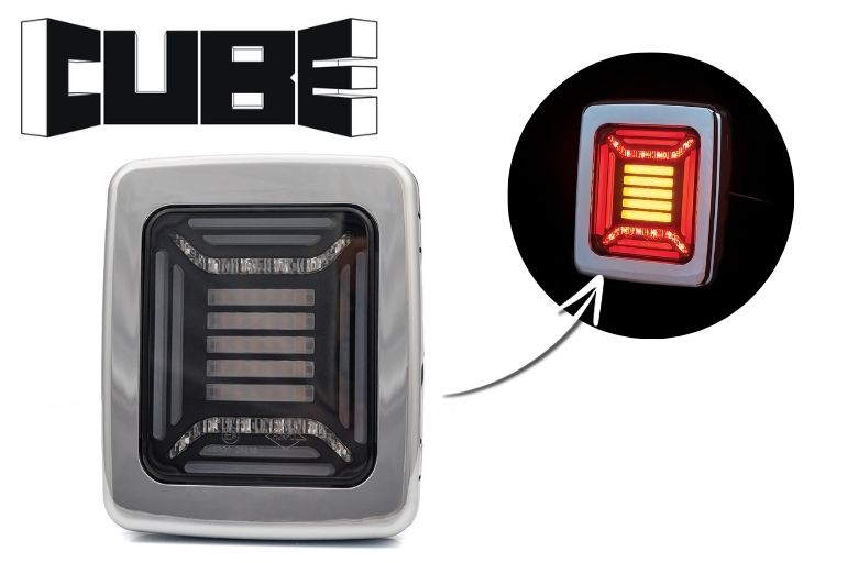 HORPOL LED Rückleuchte CUBE LZD 2880 mit metallisiertem Rahmen – 12/24V Multifunktions-Heckleuchte
