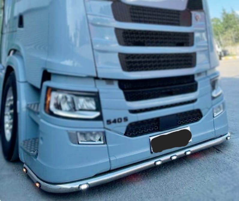 Bumper for Scania NG stainless steel with lamps