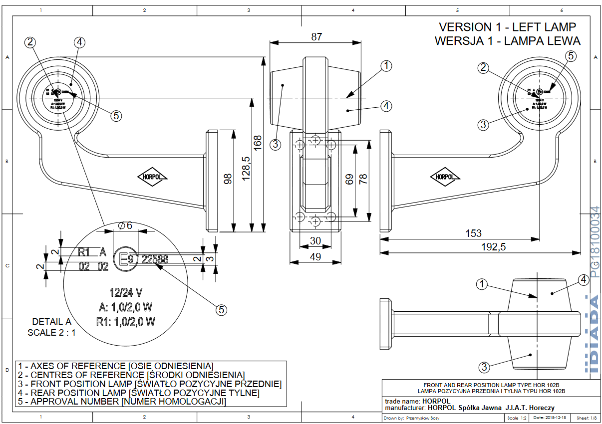 Side marker light LED from Horpol LD 2605 (right)