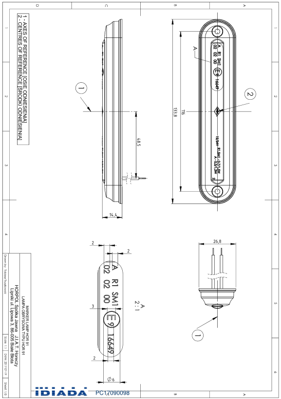 Truck side marker light LED from Horpol LD 2334 Black