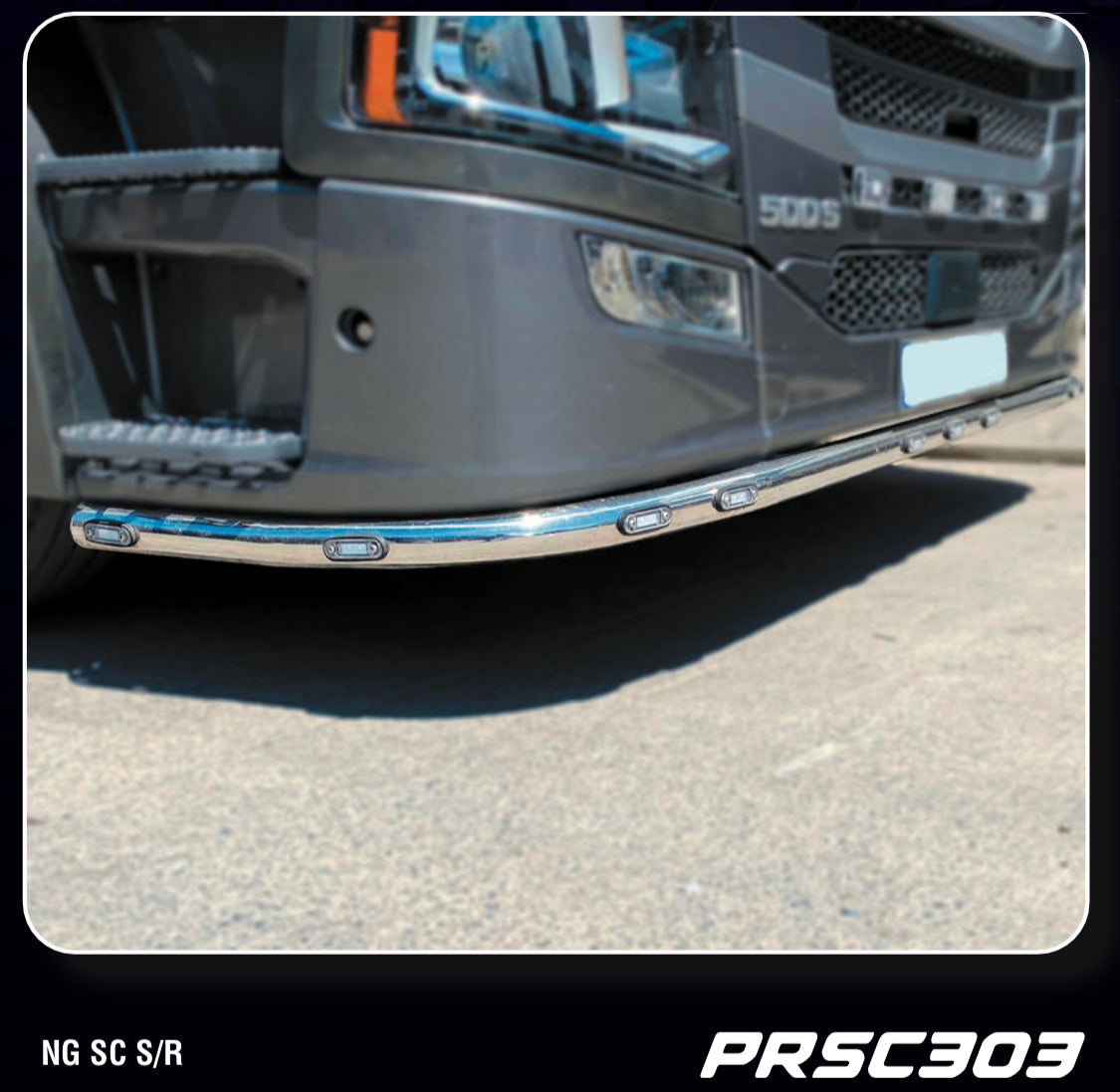 Bumper for Scania NG stainless steel with lamps