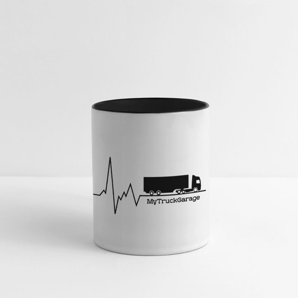MyTruckGarage Tasse – Kaffeebecher für Trucker - Weiß/Schwarz