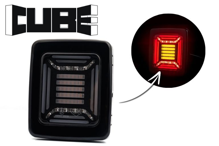 HORPOL LED Rückleuchte CUBE LZD 2877 mit schwarzem Rahmen – 12/24V Multifunktions-Heckleuchte