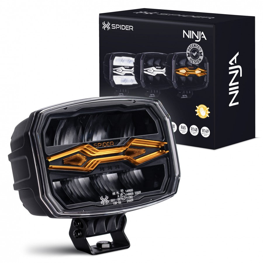 LED Zusatzscheinwerfer X‑SPIDER NINJA Oval 12–24 V – Fahr‑, Positions- & Stroboskoplicht (ECE)