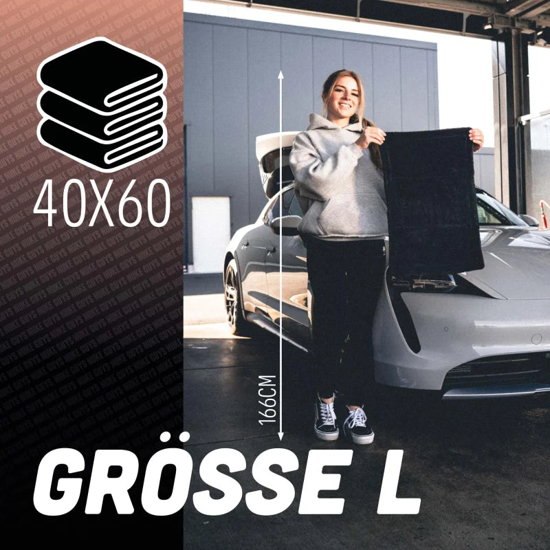 NukeGuys GammaDryer Mikrofaser Trockentuch 1400 GSM – Ultra saugstarkes Autopflege Tuch, streifenfrei & fusselfrei (schwarz)