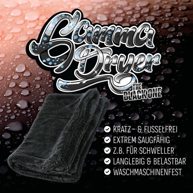 NukeGuys GammaDryer Mikrofaser Trockentuch 1400 GSM – Ultra saugstarkes Autopflege Tuch, streifenfrei & fusselfrei (schwarz)