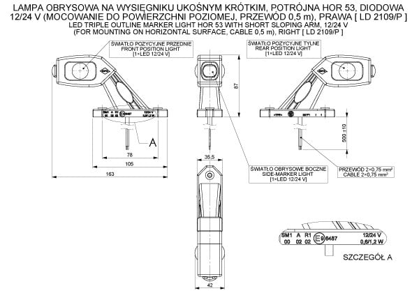 Truck side marker light LED from Horpol LD 2109/P